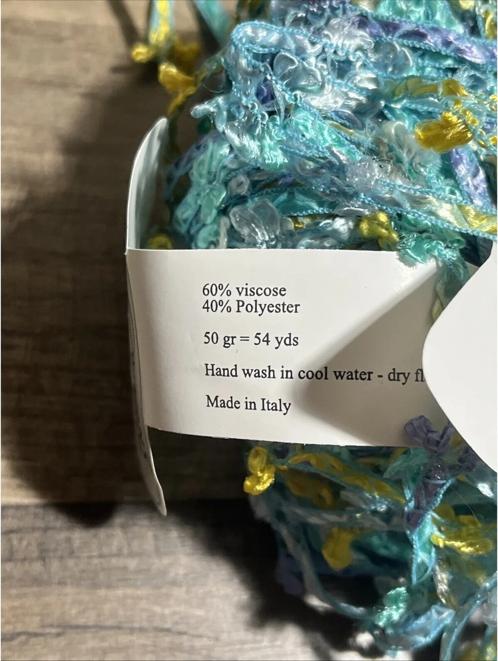 Cascade Yarns Maliza Bouclé Ribbon Yarn Color 31 Gold& Blue 50 g/54 Yds X 2.5